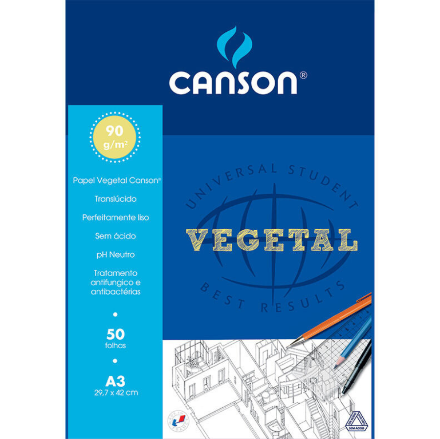 Bloco de papel vegetal A3 Canson 90g 50fls